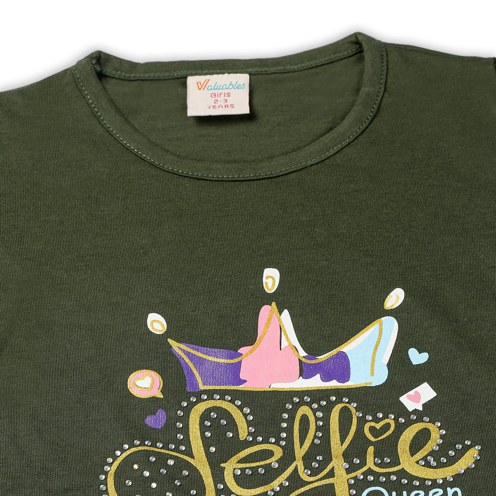 Girls Half Sleeves Skirt Suit - Green, Girls Suits, Chase Value, Chase Value