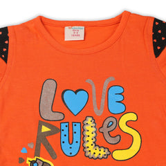 Girls Half Sleeves Tight Suit - Orange