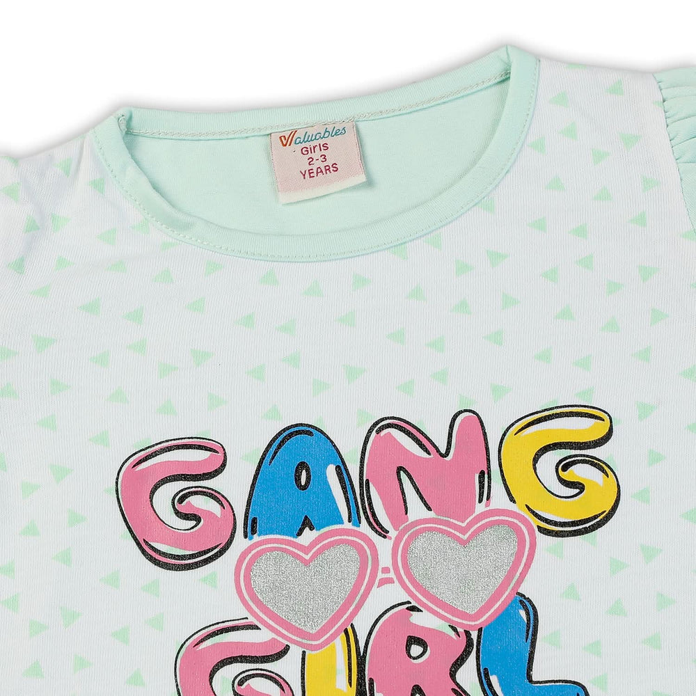 Girls Half Sleeves Suit - Cyan, Girls Suits, Chase Value, Chase Value