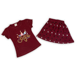 Girls Half Sleeves Skirt Suit - Maroon, Girls Suits, Chase Value, Chase Value