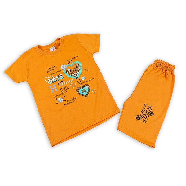 cv Girls Half Sleeves Suit - Orange