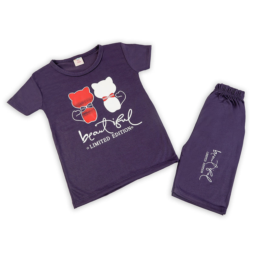 Girls Half Sleeves Suit - Purple