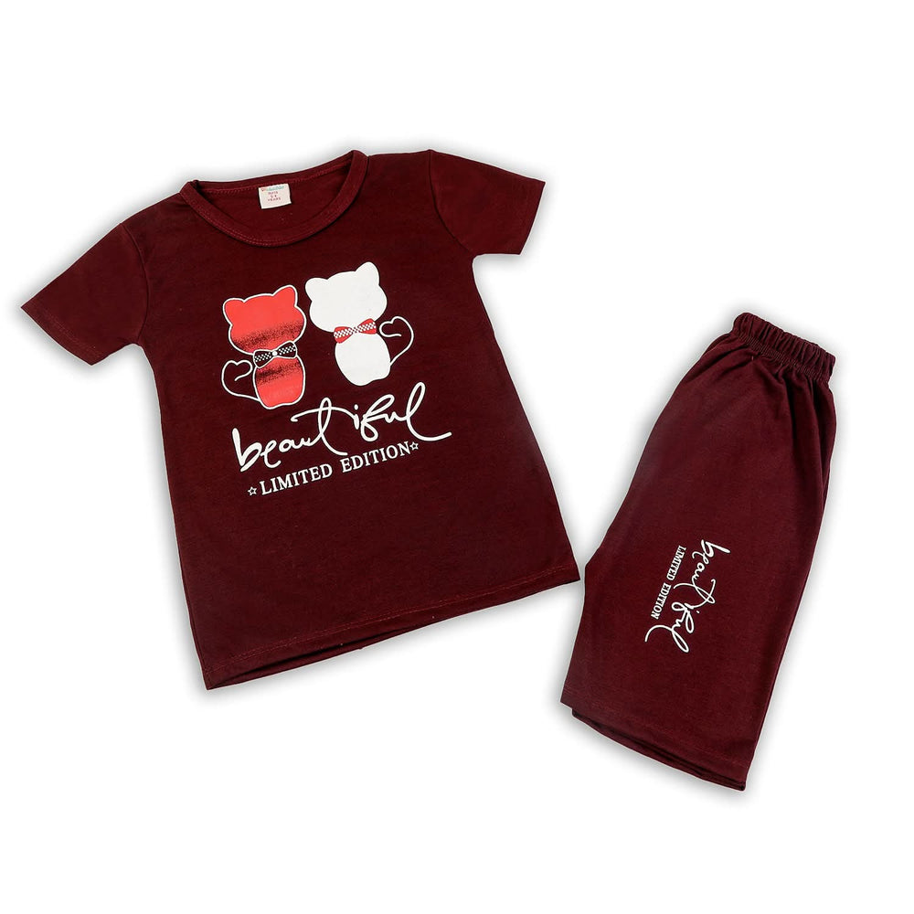 Girls Half Sleeves Suit - Maroon, Girls Suits, Chase Value, Chase Value