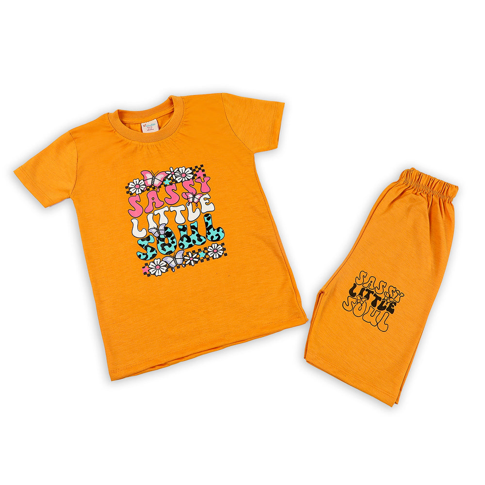 Girls Half Sleeves Suit - Mustard, Girls Suits, Chase Value, Chase Value
