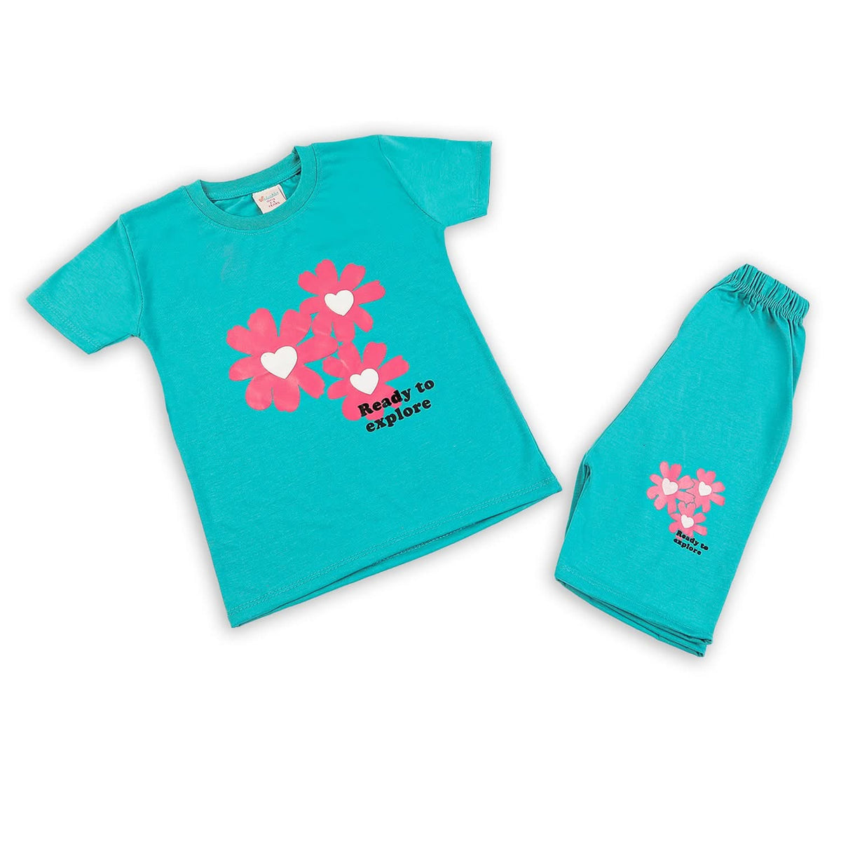 Girls Half Sleeves Suit - Green, Girls Suits, Chase Value, Chase Value