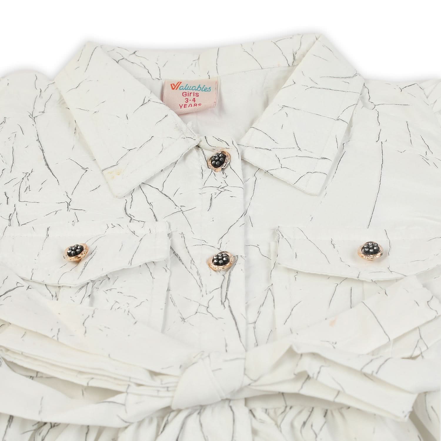 Girls Half Sleeves Woven Top - White, Girls Tops, Chase Value, Chase Value