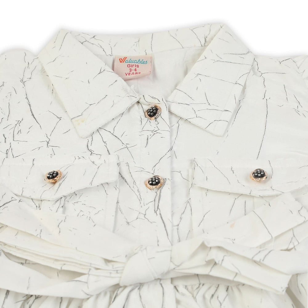 Girls Half Sleeves Woven Top - White, Girls Tops, Chase Value, Chase Value