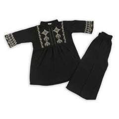 Girls Embriodered Shalwar suit - Black