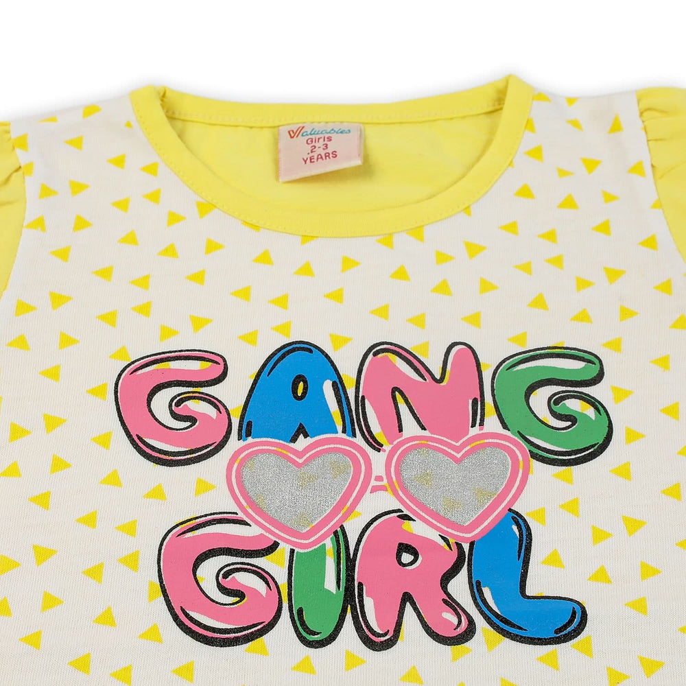 Girls Half Sleeves Suit - Yellow, Girls Suits, Chase Value, Chase Value