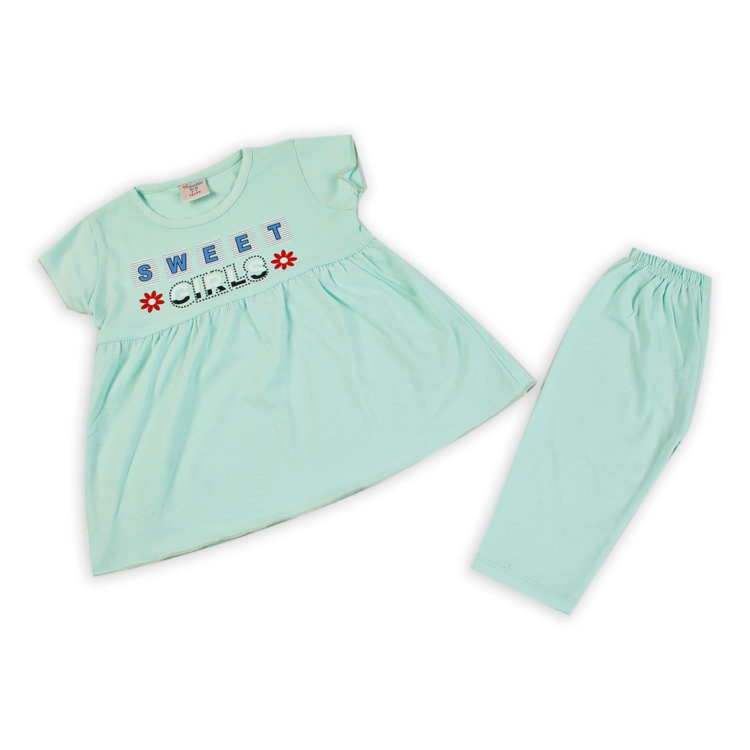 Girls Half Sleeves Suit - Cyan, Girls Suits, Chase Value, Chase Value