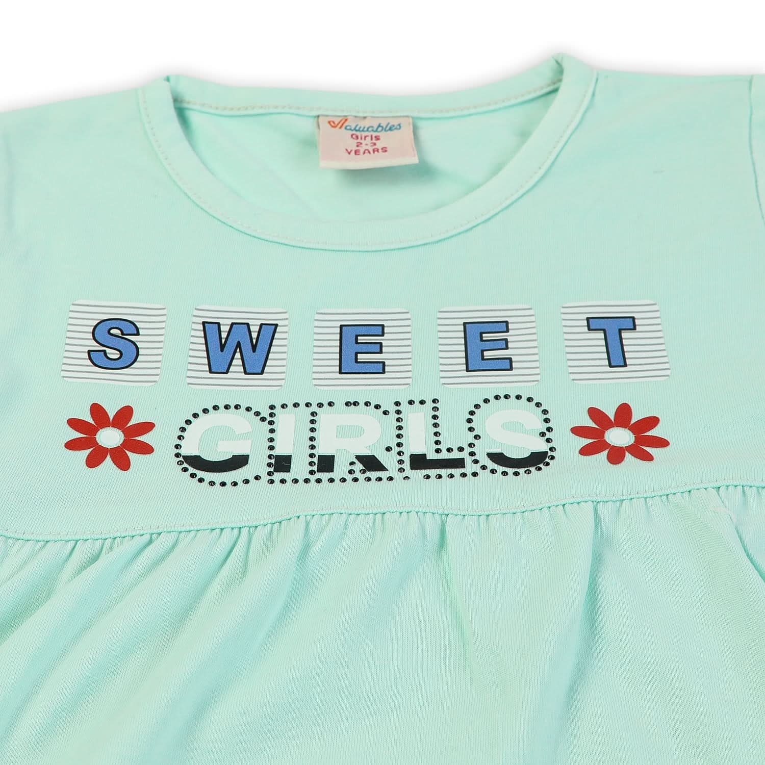 Girls Half Sleeves Suit - Cyan, Girls Suits, Chase Value, Chase Value