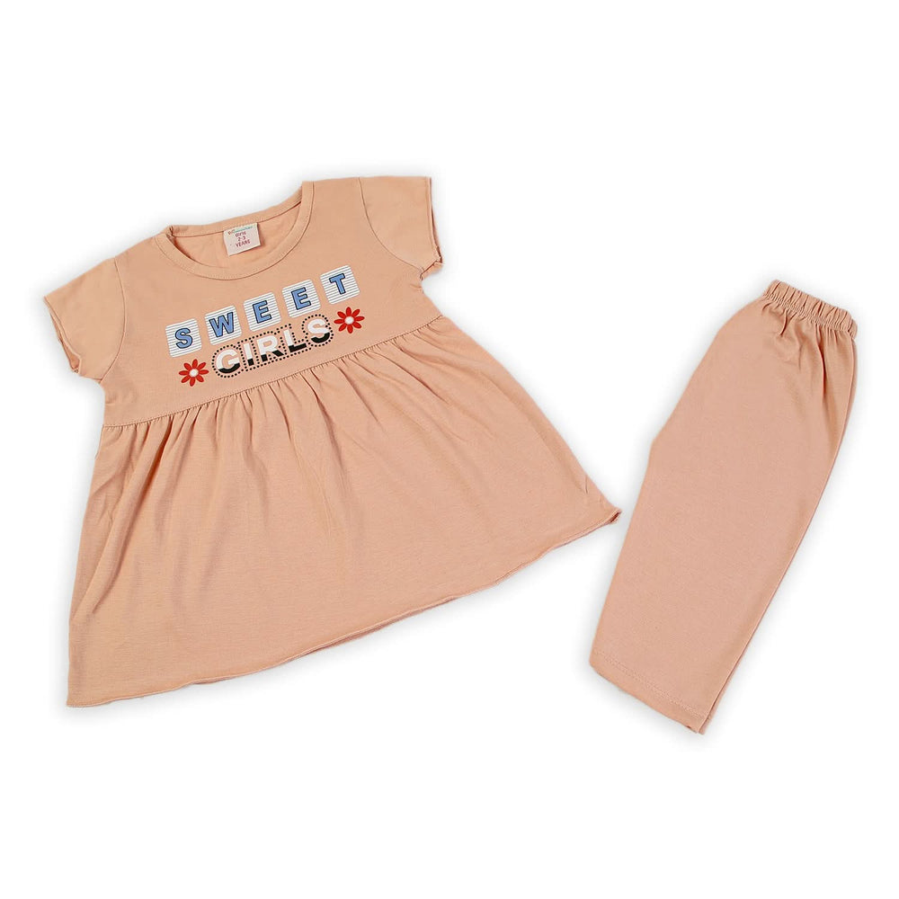 Girls Half Sleeves Suit - Peach, Girls Suits, Chase Value, Chase Value