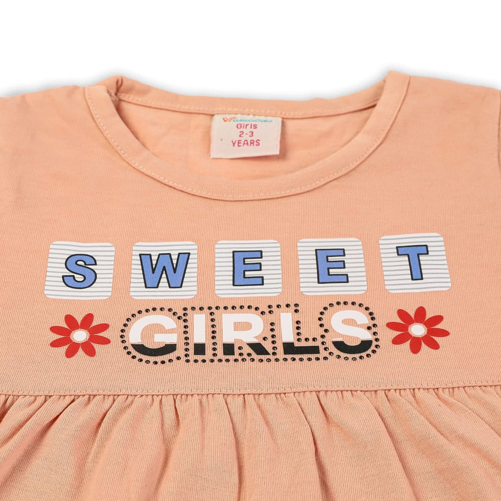 Girls Half Sleeves Suit - Peach, Girls Suits, Chase Value, Chase Value