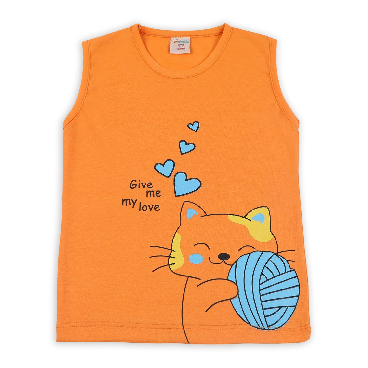 Girls Sando T-Shirt - Orange, Girls T-Shirts, Chase Value, Chase Value