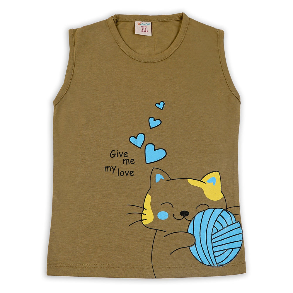 Girls Sando T-Shirt - Light Brown, Girls T-Shirts, Chase Value, Chase Value