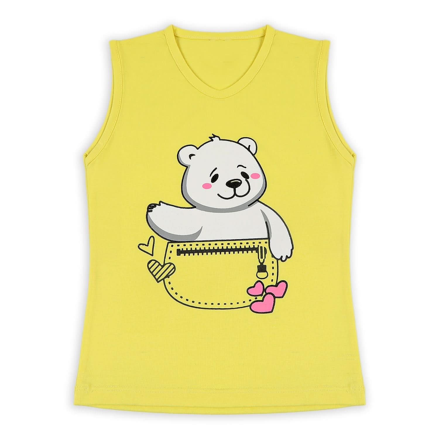 Girls Sando T-Shirt - Yellow, Girls T-Shirts, Chase Value, Chase Value
