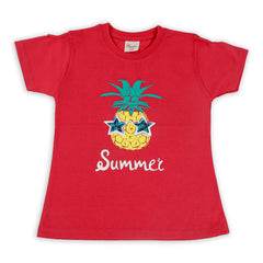 Girls Half Sleeves T-Shirt - Red