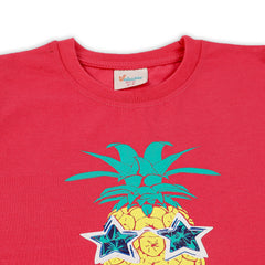 Girls Half Sleeves T-Shirt - Red