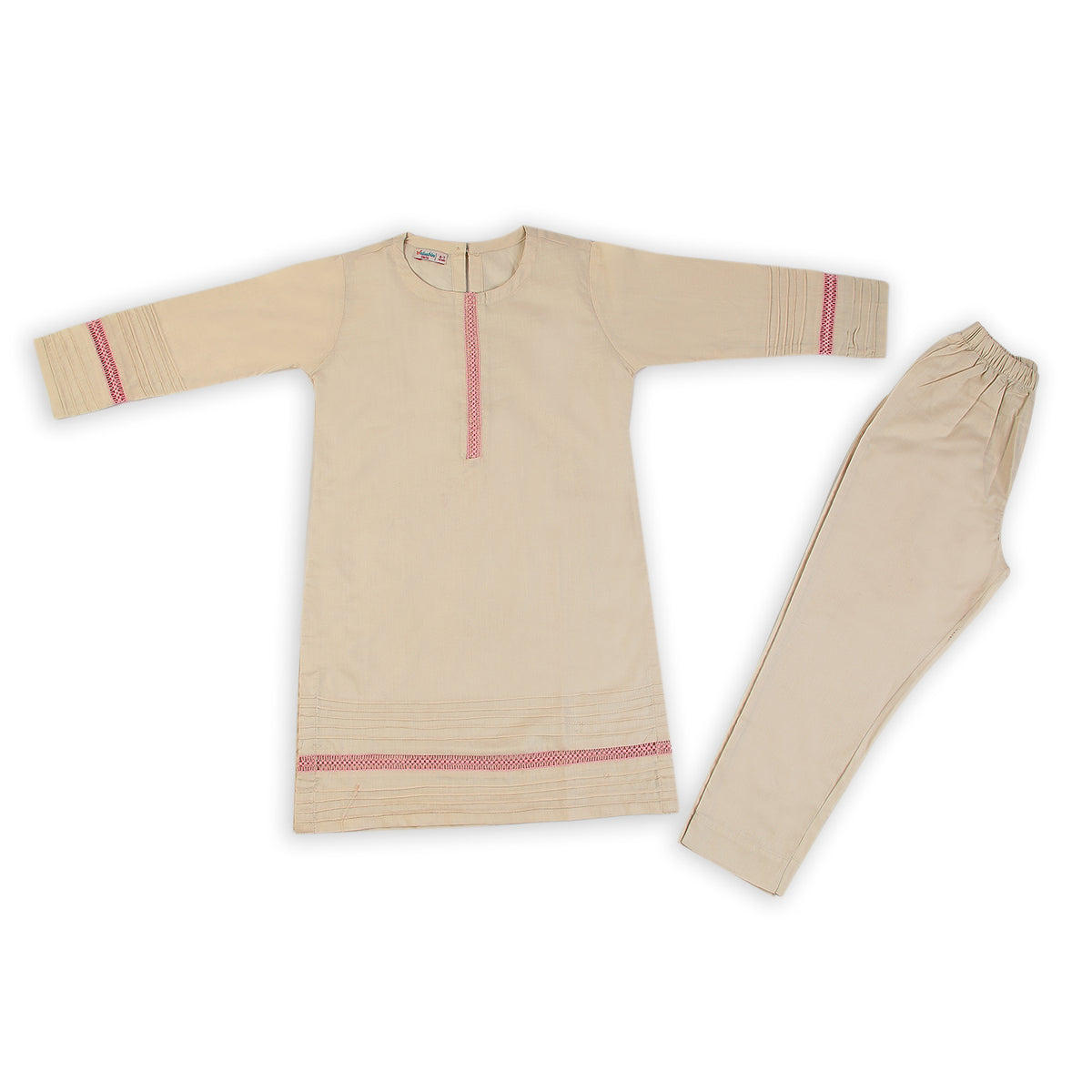Girls Dyed 2Pcs Suit - Beige, Girls Shalwar Kameez, Chase Value, Chase Value