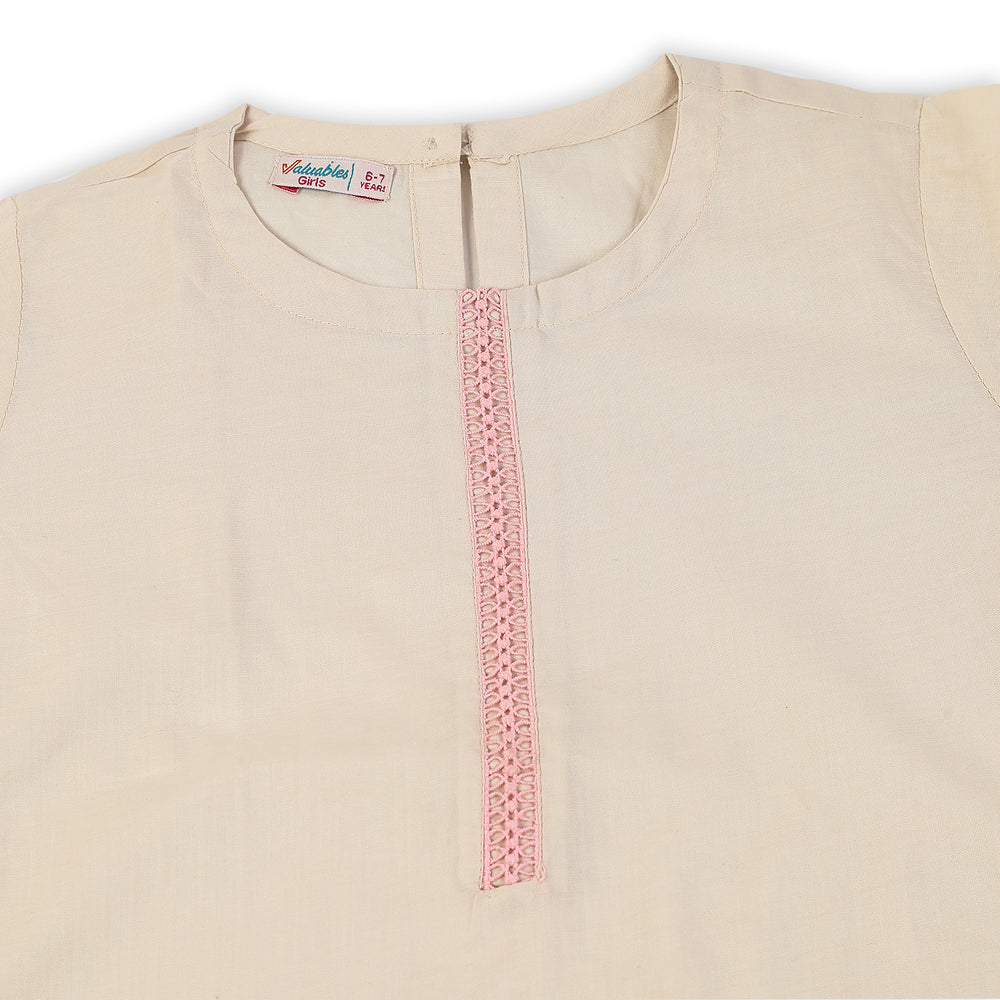 Girls Dyed 2Pcs Suit - Beige, Girls Shalwar Kameez, Chase Value, Chase Value