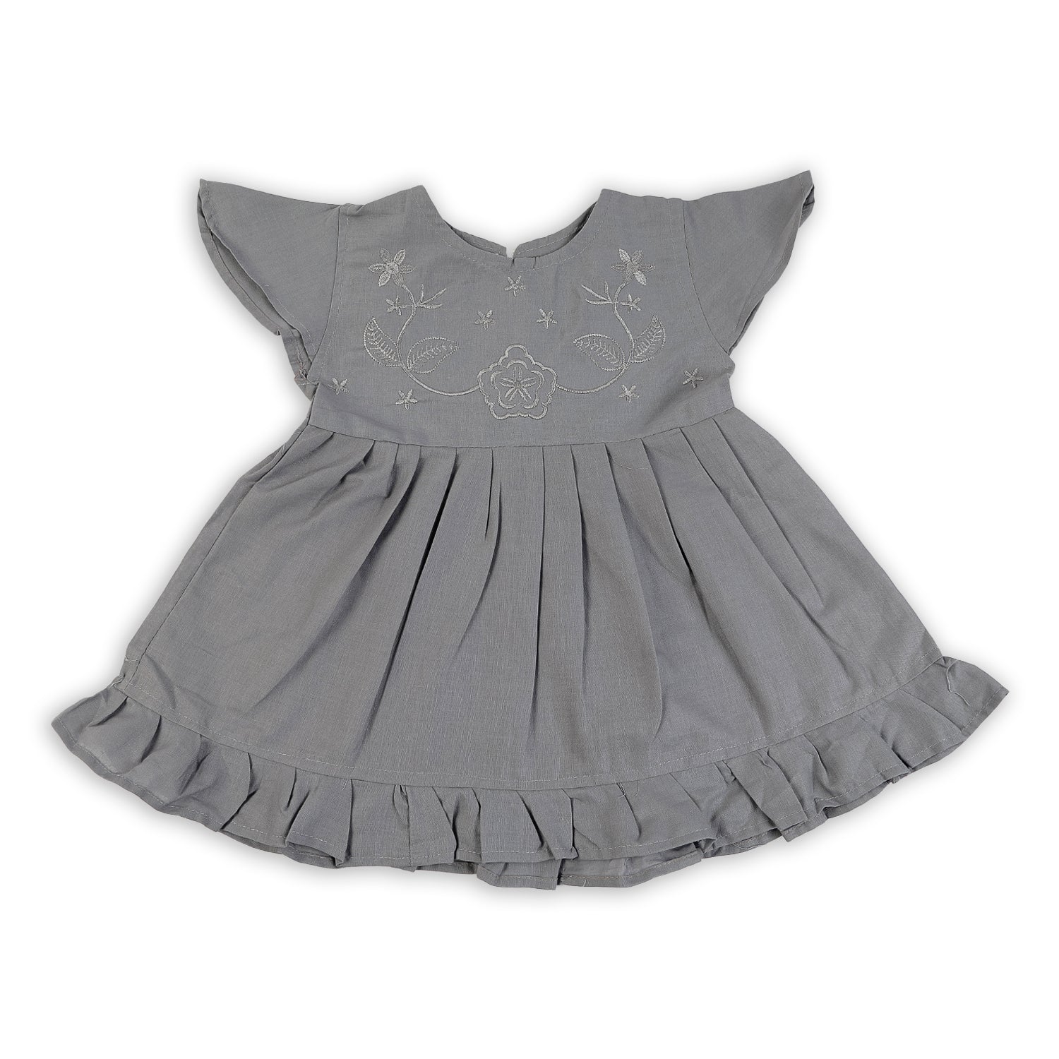 Girls Embrioded Frock - Grey, Girls Frocks, Chase Value, Chase Value