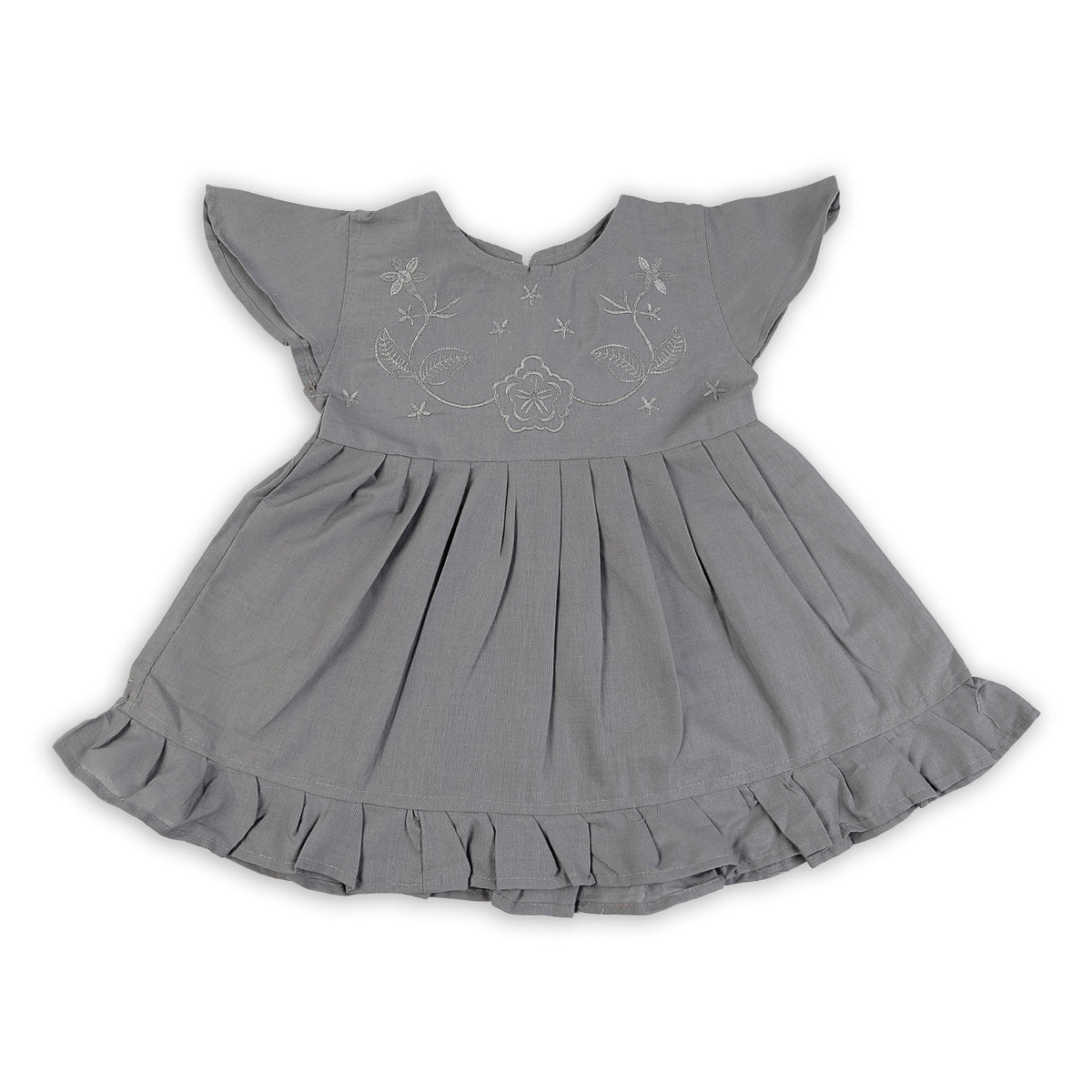 Girls Embrioded Frock - Grey, Girls Frocks, Chase Value, Chase Value