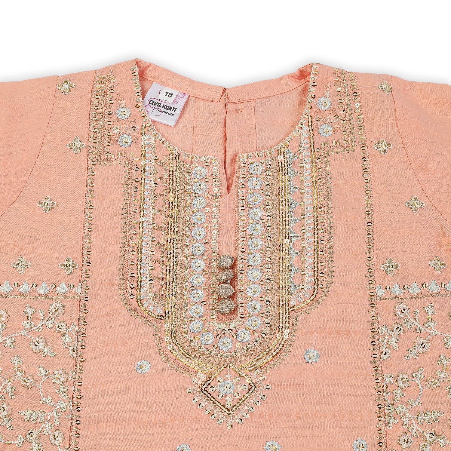 Eminent Girls Embroidered 3Pcs Shalwar Suit - Peach, Girls Shalwar Kameez, Eminent, Chase Value