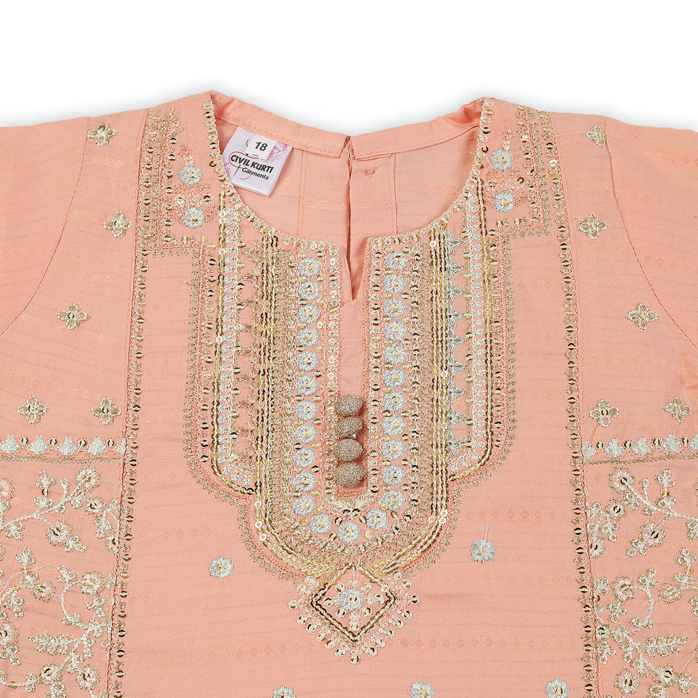 Eminent Girls Embroidered 3Pcs Shalwar Suit - Peach, Girls Shalwar Kameez, Eminent, Chase Value