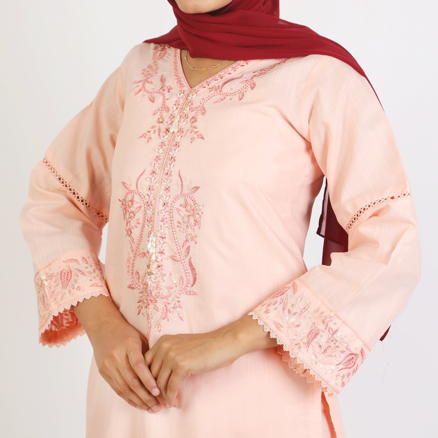 Women's Slub 2Pcs Suit - Pink, Women Shalwar Suits, Chase Value, Chase Value