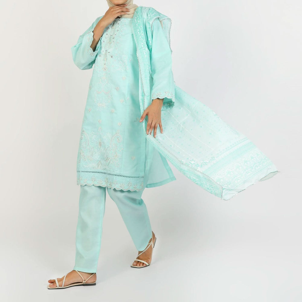 Women's Dobi 3Pcs Suit - Sky Blue, Women Shalwar Suits, Chase Value, Chase Value