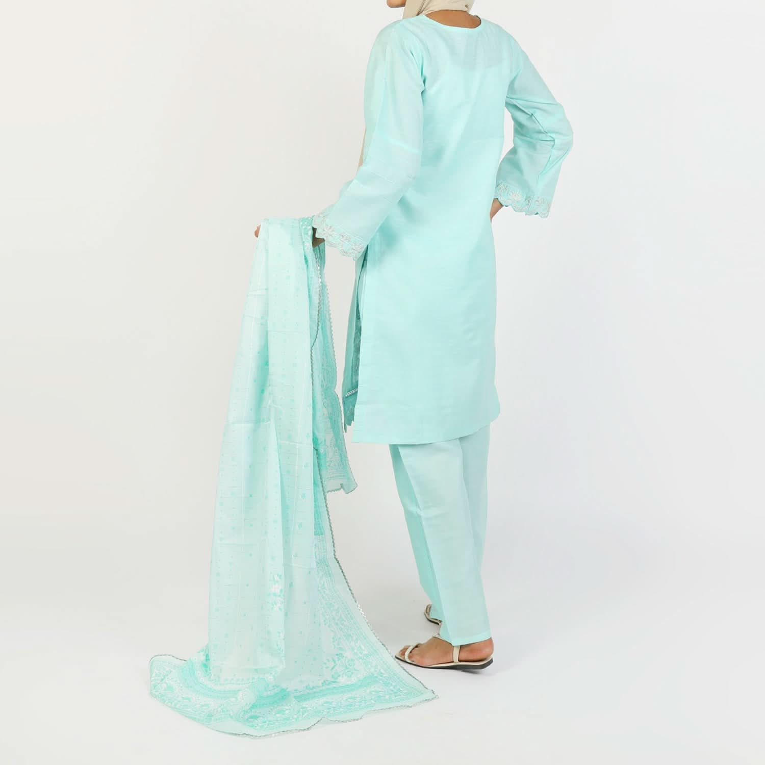 Women's Dobi 3Pcs Suit - Sky Blue, Women Shalwar Suits, Chase Value, Chase Value