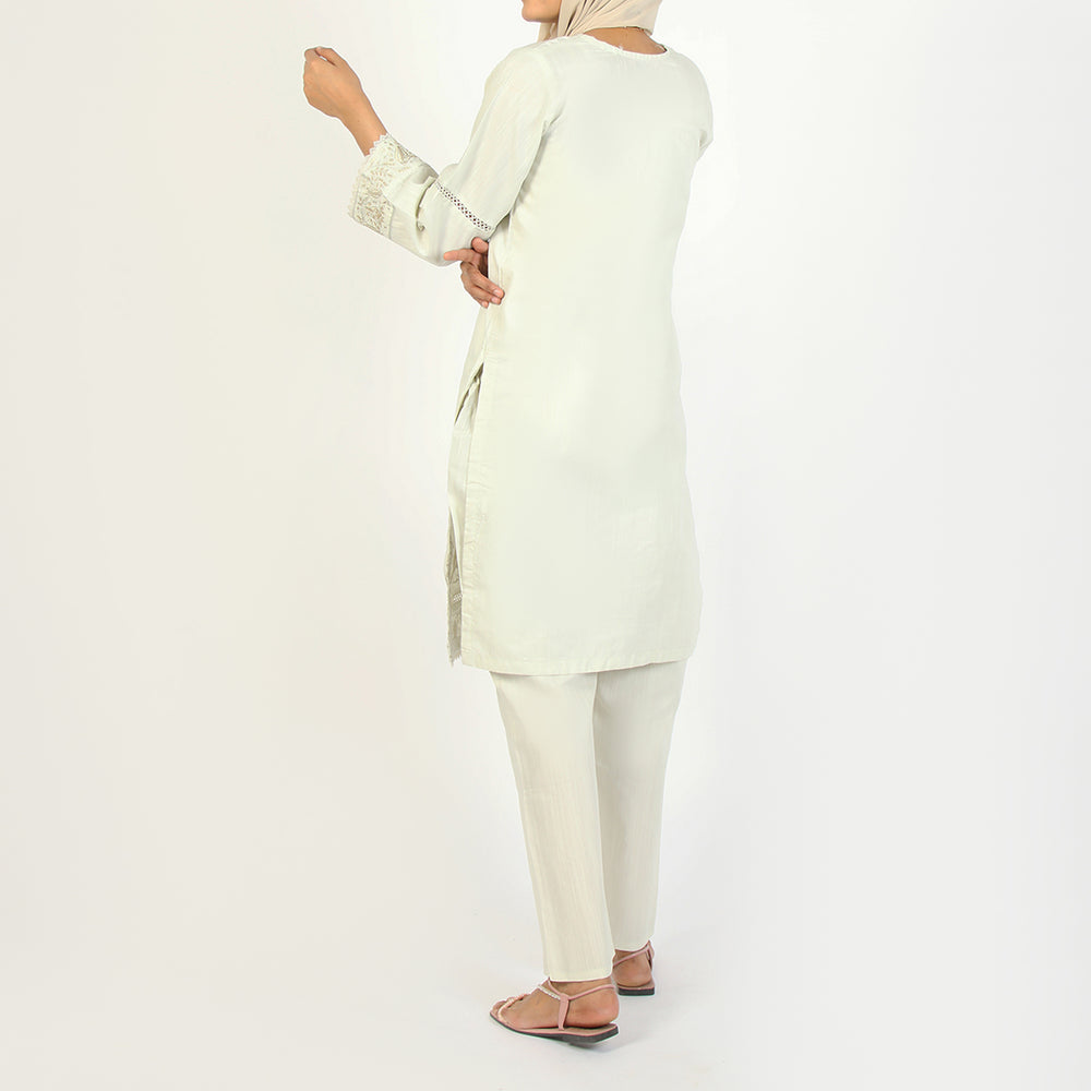Women's Slub 2Pcs Suit - Pista, Women Shalwar Suits, Chase Value, Chase Value