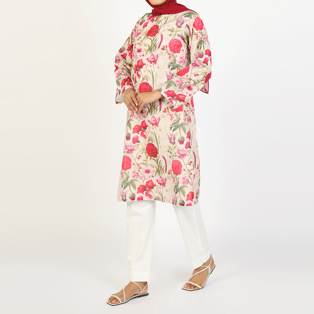 Women's Lawn Kurti - Pink, Women Ready Kurtis, Chase Value, Chase Value