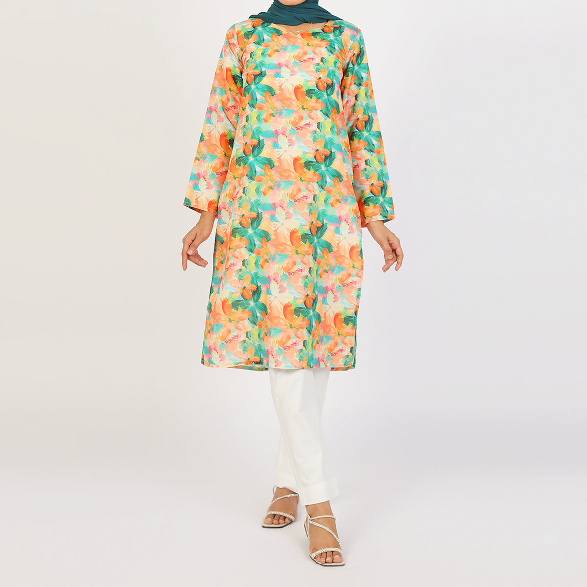 Women's Lawn Kurti - Green, Women Ready Kurtis, Chase Value, Chase Value