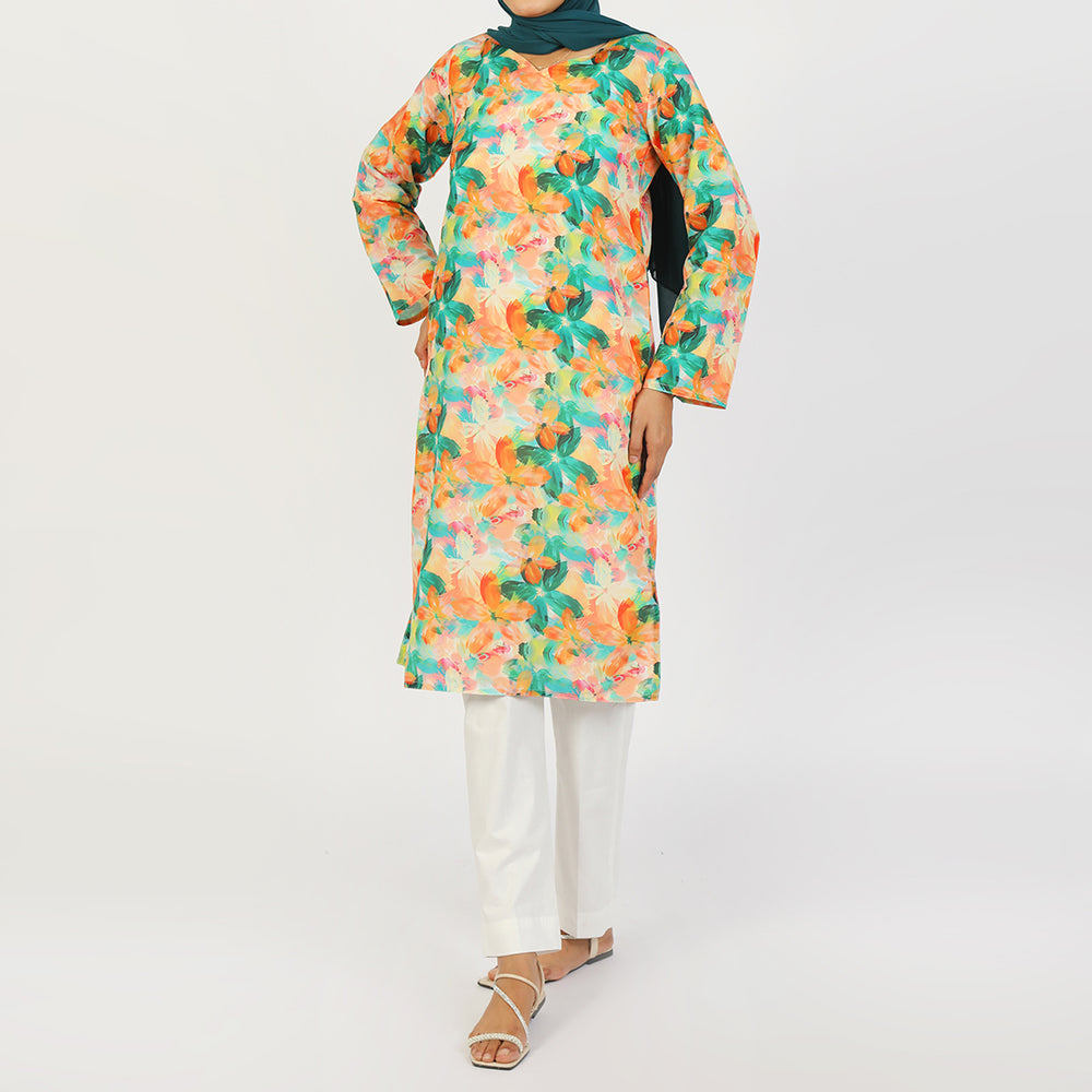 Women's Lawn Kurti - Green, Women Ready Kurtis, Chase Value, Chase Value