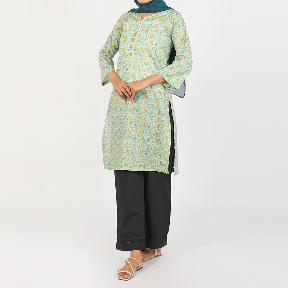 Women Cotton Printed Kurti – Light Green, Women Ready Kurtis, Chase Value, Chase Value