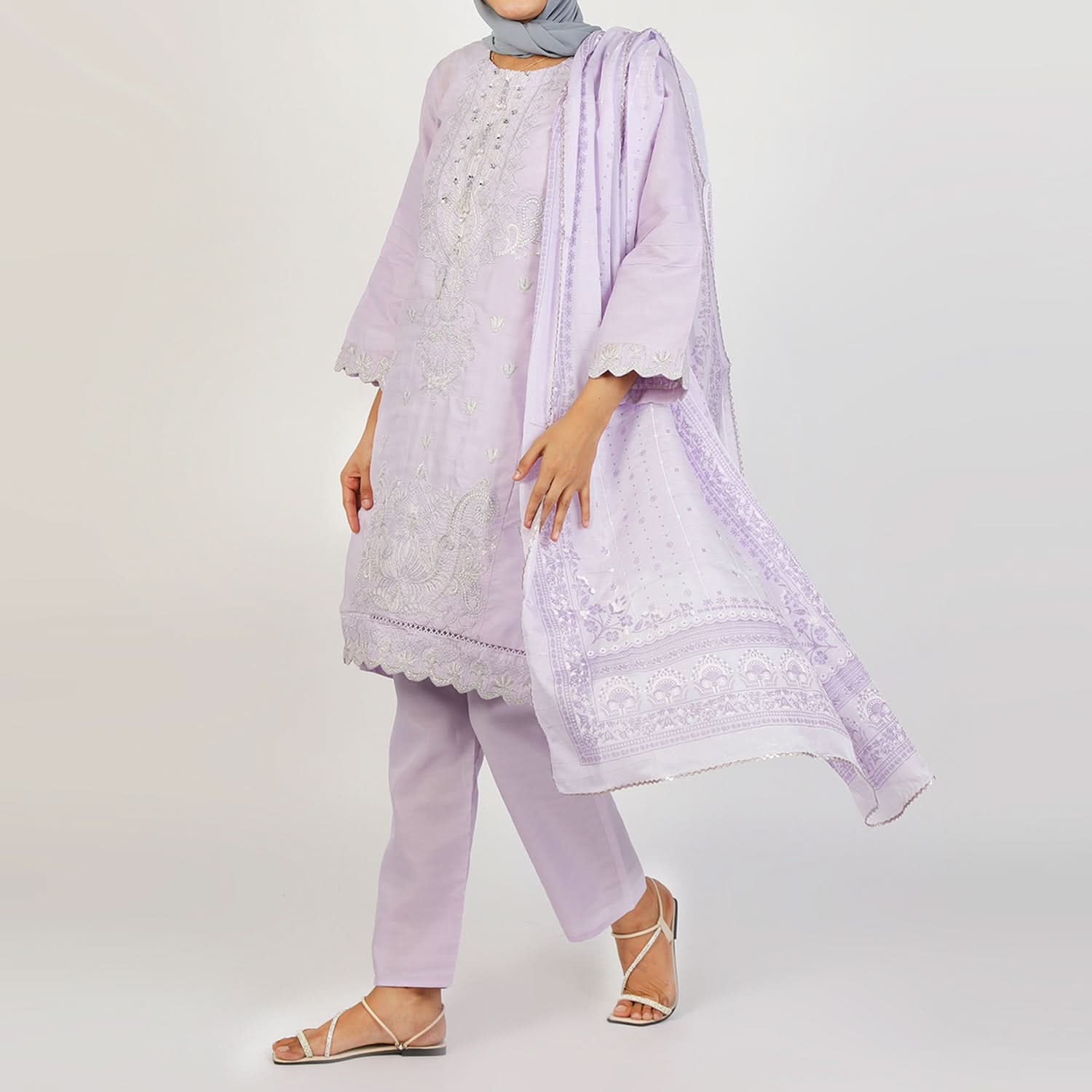 Women's Dobi 3Pcs Suit - Light Purple, Women Shalwar Suits, Chase Value, Chase Value