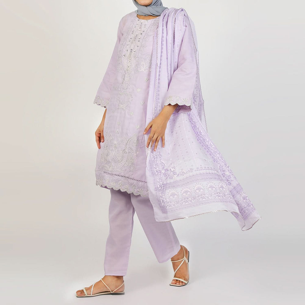 Women's Dobi 3Pcs Suit - Light Purple, Women Shalwar Suits, Chase Value, Chase Value
