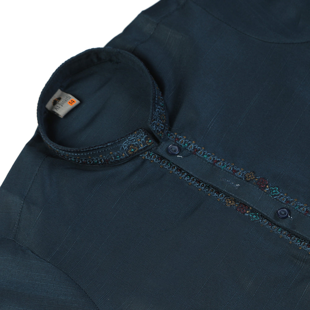 Boys Embroidered Shalwar Suit - Steel Blue, Boys Shalwar Kameez, Chase Value, Chase Value