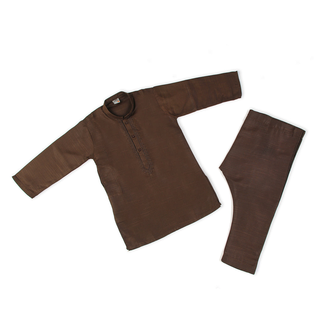 Boys Embroidered Shalwar Suit - Dark Brown, Boys Shalwar Kameez, Chase Value, Chase Value
