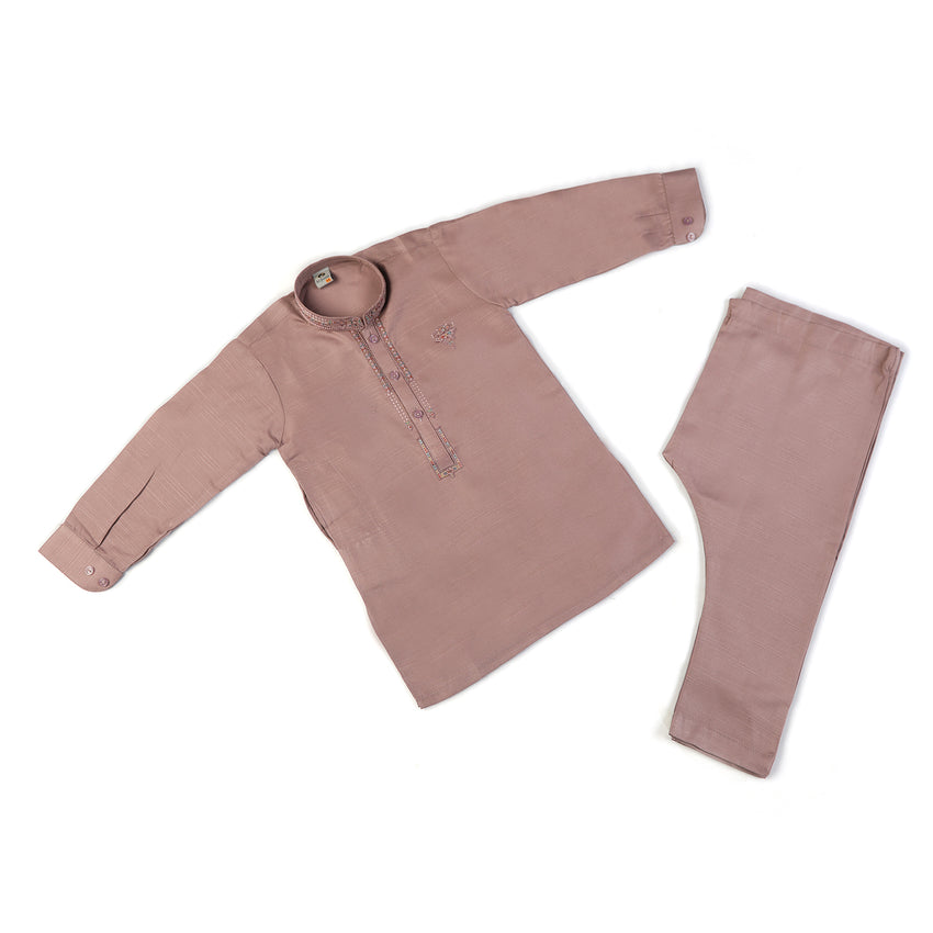 Boys Embroidered Shalwar Suit - Tea Pink
