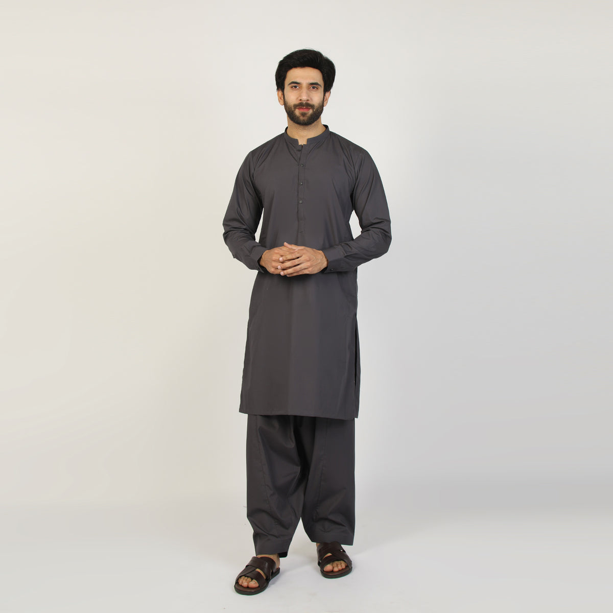 Eminent Men's Trim Fit Shalwar Suit - Grey, Men's Shalwar Kameez, Eminent, Chase Value