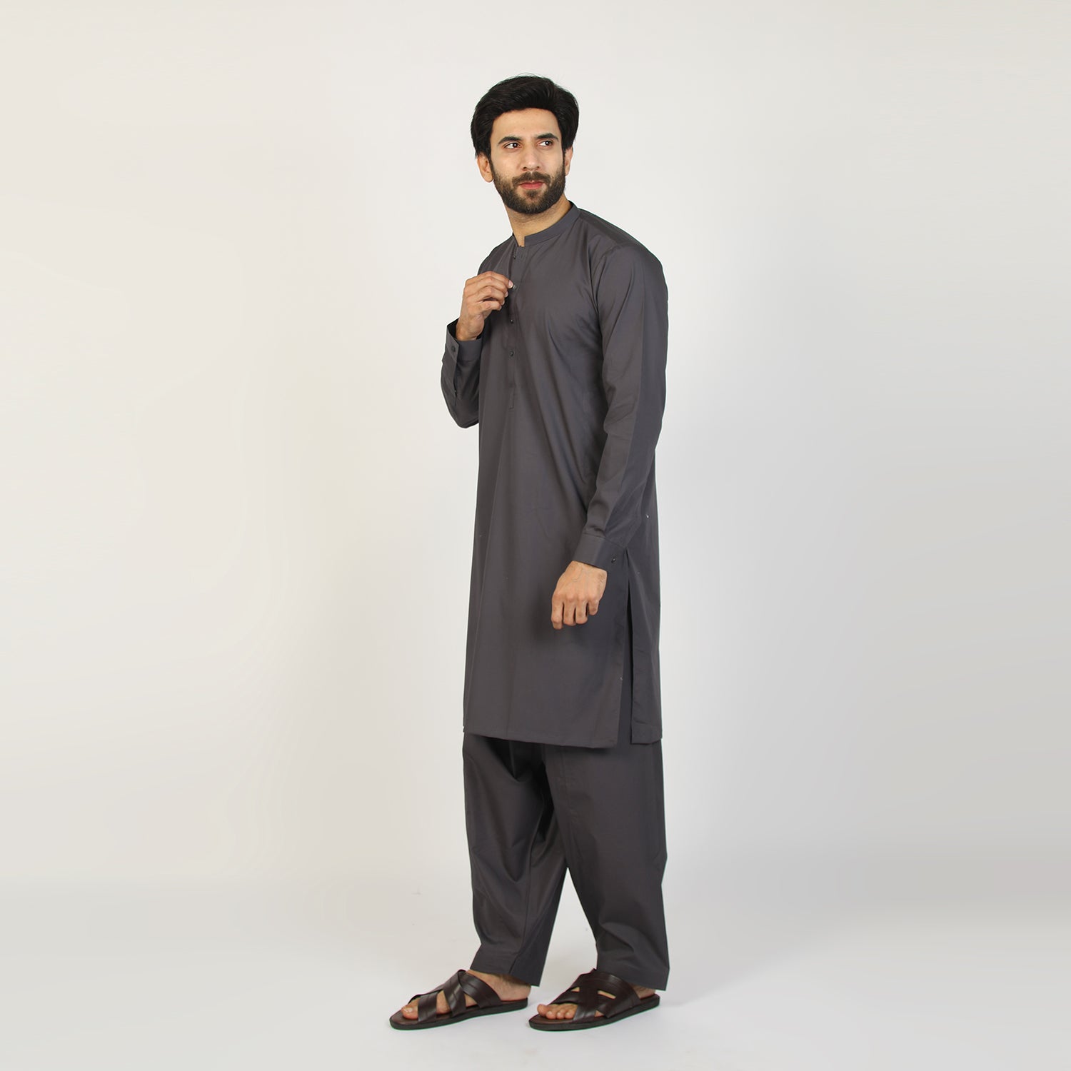 Eminent Men's Trim Fit Shalwar Suit - Grey, Men's Shalwar Kameez, Eminent, Chase Value