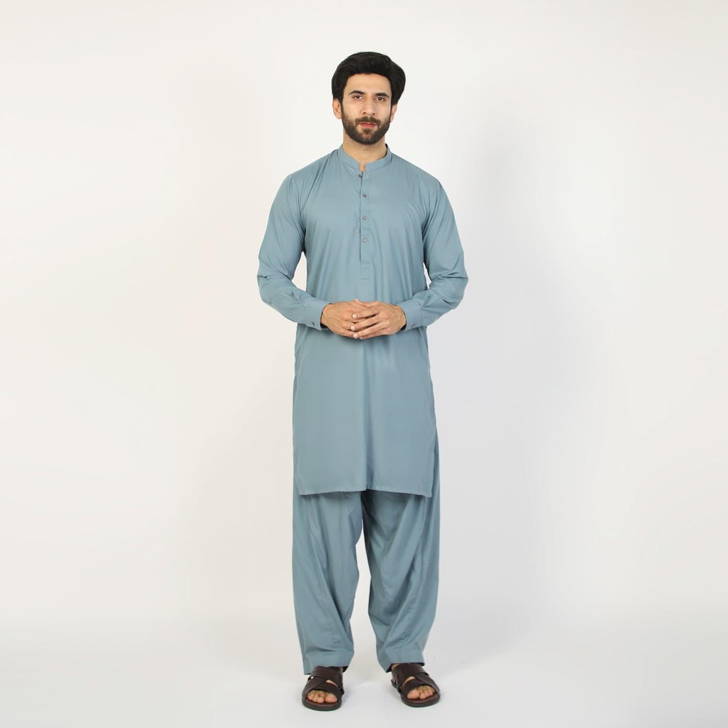 Eminent Men's Trim Fit Plain Shalwar Suits - Sage Blue, Men's Shalwar Kameez, Eminent, Chase Value