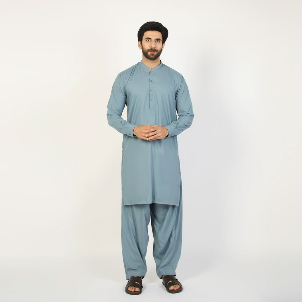 Eminent Men's Trim Fit Plain Shalwar Suits - Sage Blue, Men's Shalwar Kameez, Eminent, Chase Value