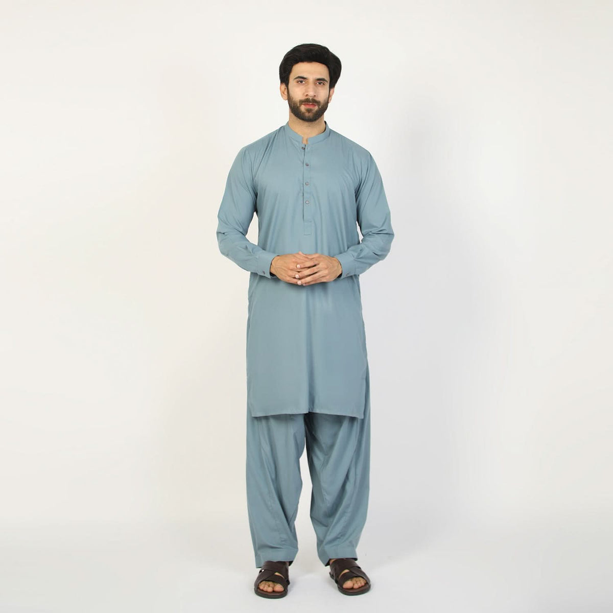 Eminent Men's Trim Fit Plain Shalwar Suits - Sage Blue, Men's Shalwar Kameez, Eminent, Chase Value