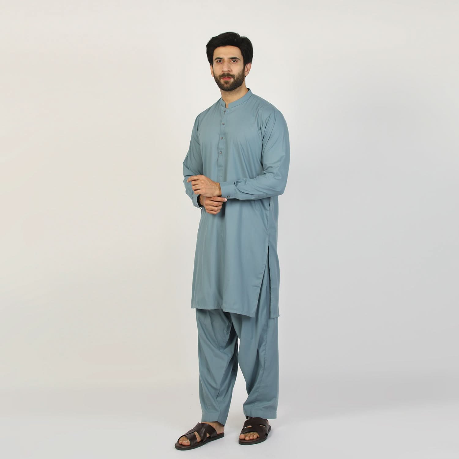 Eminent Men's Trim Fit Plain Shalwar Suits - Sage Blue, Men's Shalwar Kameez, Eminent, Chase Value