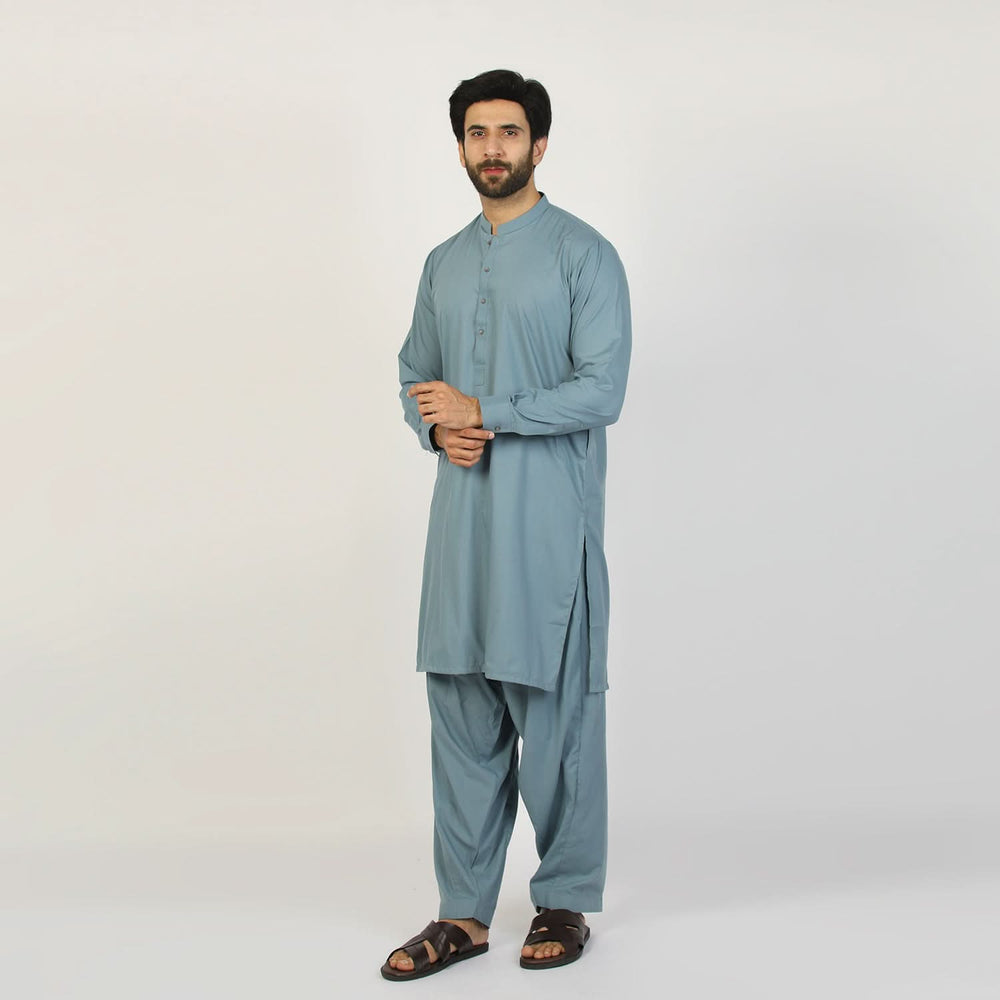 Eminent Men's Trim Fit Plain Shalwar Suits - Sage Blue, Men's Shalwar Kameez, Eminent, Chase Value