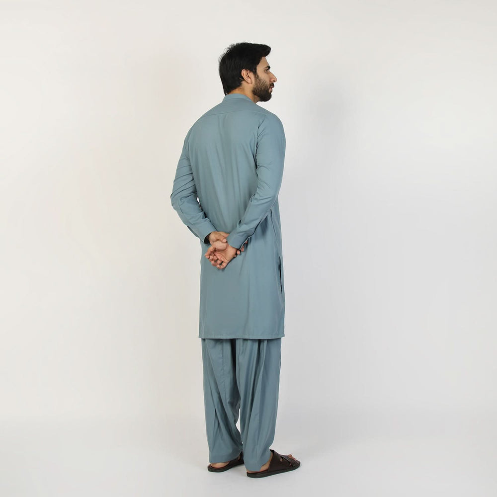 Eminent Men's Trim Fit Plain Shalwar Suits - Sage Blue, Men's Shalwar Kameez, Eminent, Chase Value