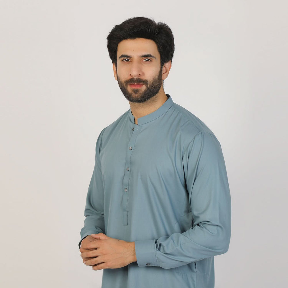 Eminent Men's Trim Fit Plain Shalwar Suits - Sage Blue, Men's Shalwar Kameez, Eminent, Chase Value